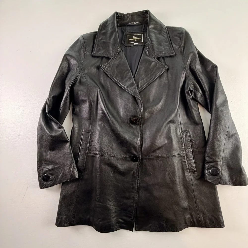 Vintage H&H Leather Black Blazer‎ Mens 42 Genuine Leather 90s Sport Coa